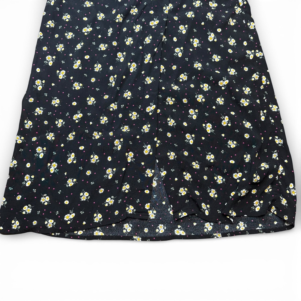 Ultra Flirt Daisy Floral Button‎ Front Midi Skirt Black Rayon Womens M Spring - Picture 2 of 11
